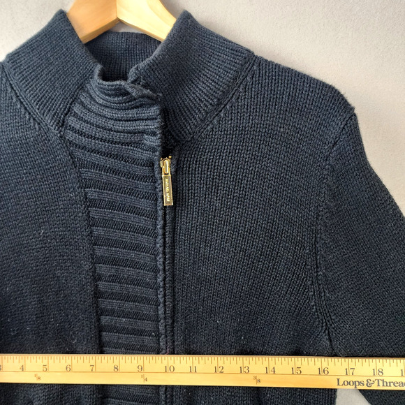 Michael Kors Knit Zip Sweater Jacket Women Size PL Black - Picture 5 of 10